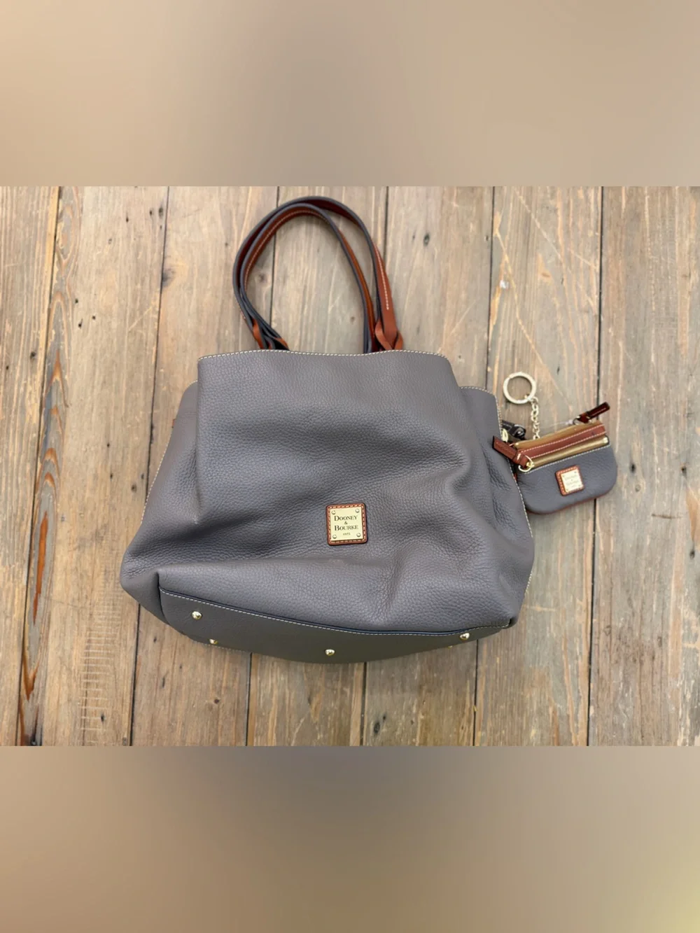 Dooney & Bourke Pebble Grain Large Zip Barlow Elephant Bag w/ Small Coin Case